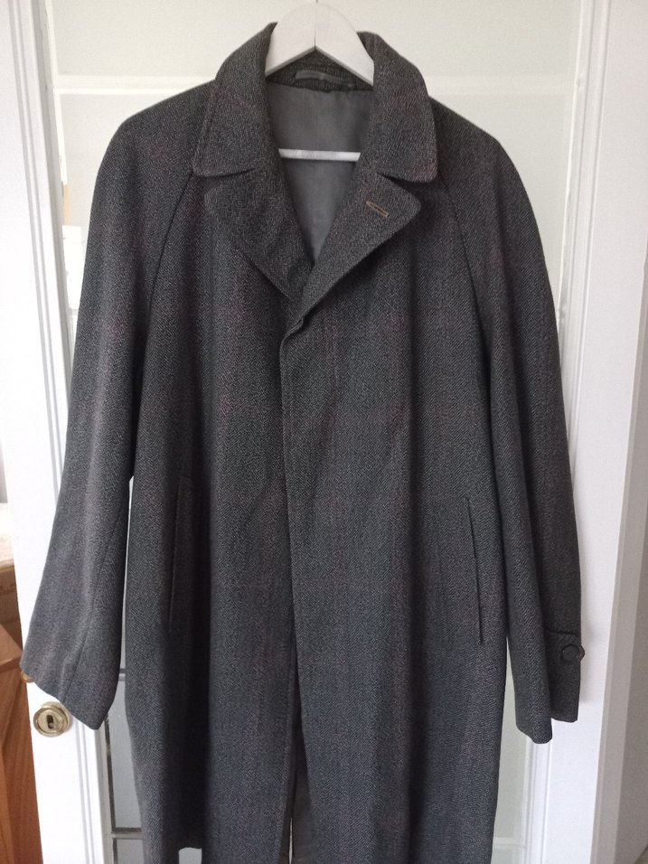 Erkek Gri Yün Düğmeli Midi Klasik pardüsö - Görsel 3