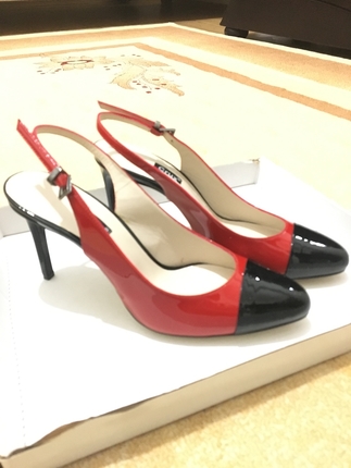 Diğer Kırmızı siyah topuklu ayakkabı 