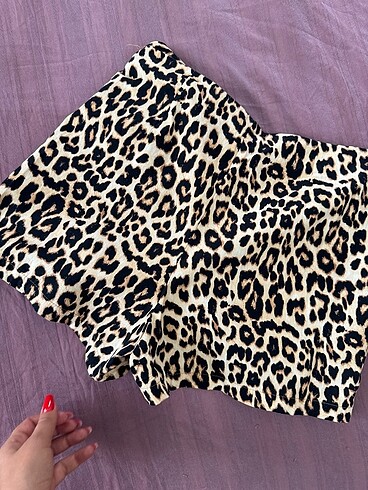 l Beden camel Renk Leopar şort etek