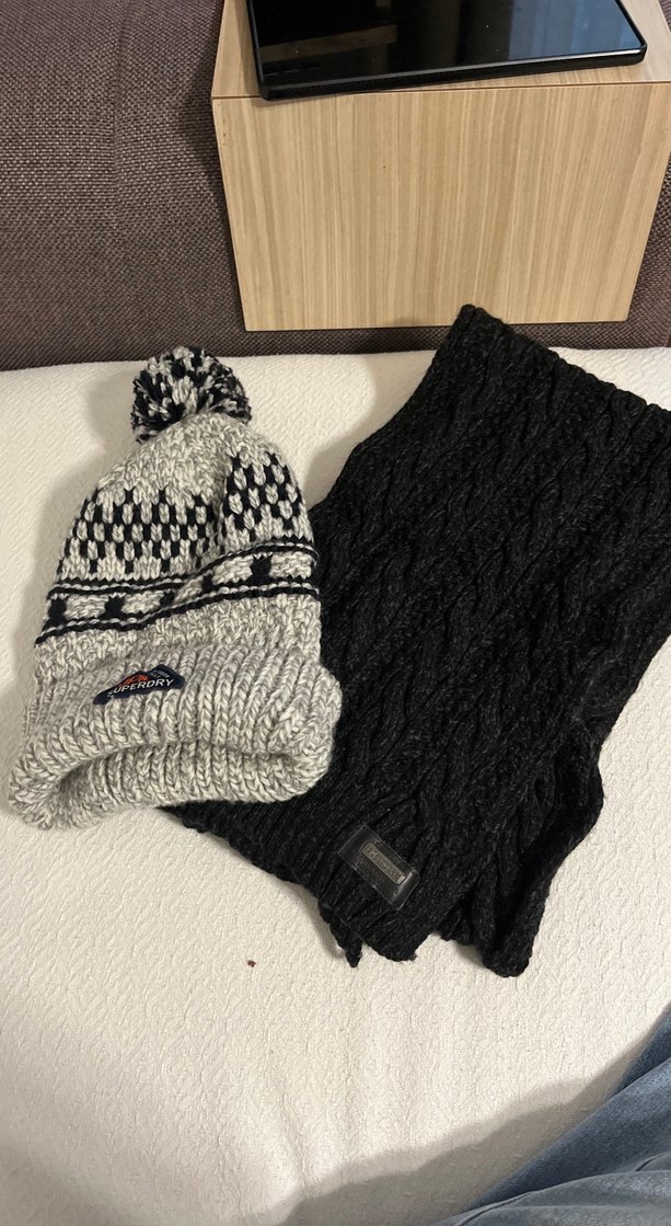 Gri Örgü Superdry erkek  Bere - Görsel 2