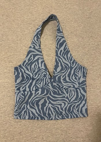 Mavi zebra desenli crop