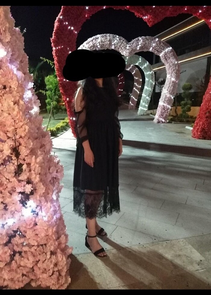 Tül detay midi elbise  - Görsel 3