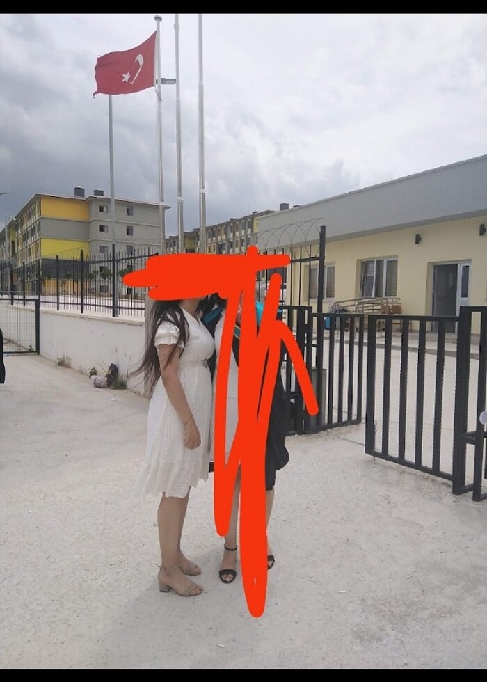 Astarlı midi beyaz elbise  - Görsel 2