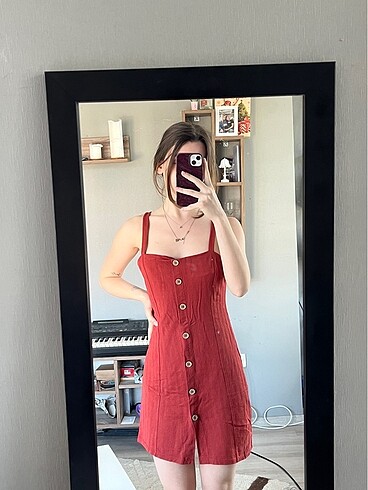 xs Beden turuncu Renk pull and bear jile elbise