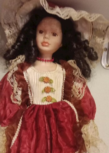 1980 lerden Bordo Vintage Dantel Detaylı Bebek - Görsel 2