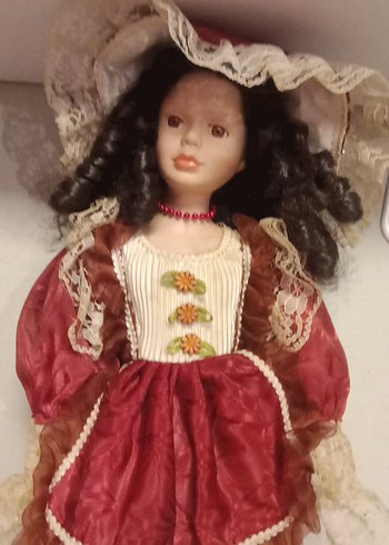 1980 lerden Bordo Vintage Dantel Detaylı Bebek - Görsel 4