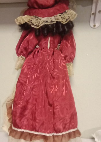 1980 lerden Bordo Vintage Dantel Detaylı Bebek - Görsel 5