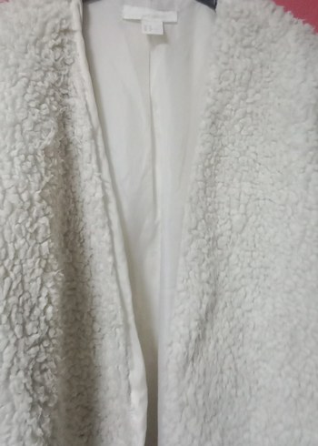 Beyaz Kadın Midi Peluş Kaban - Görsel 5