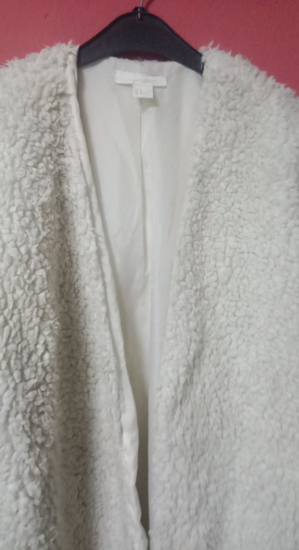 Beyaz Kadın Midi Peluş Kaban - Görsel 5