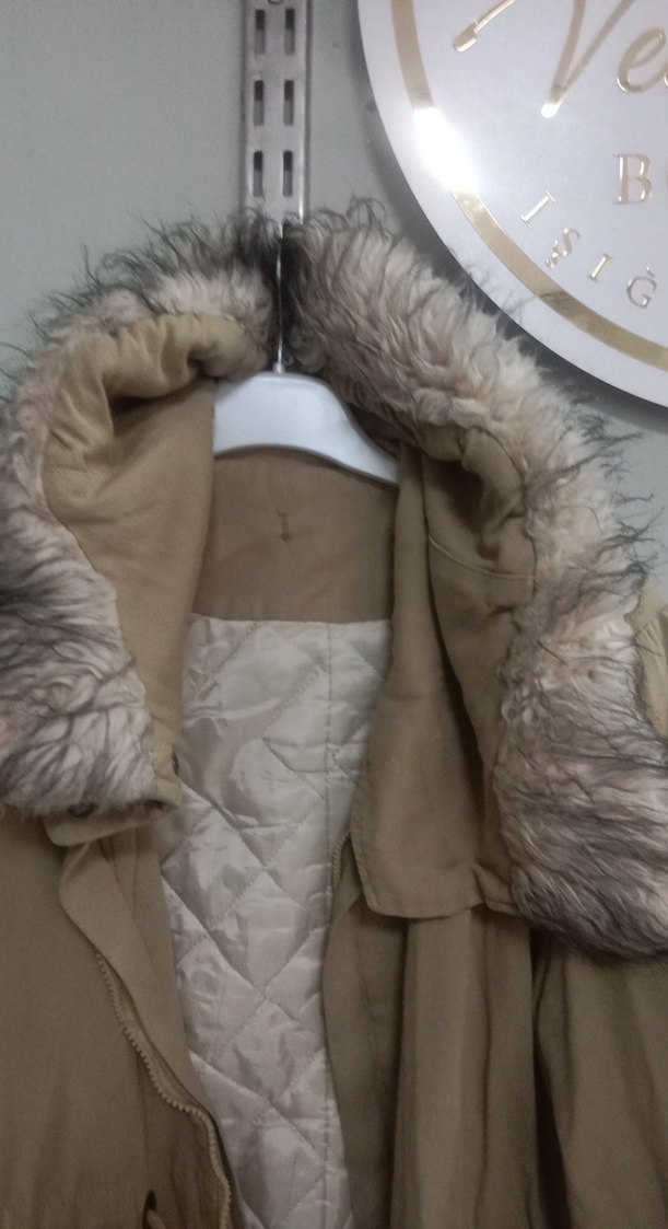 Bej Kürklü Kadın Kışlık Mont - Görsel 2
