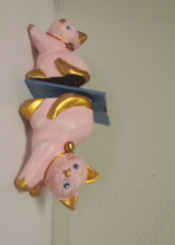 Pembe ve Altın Renkli Kedi Biblo Seti - Görsel 4