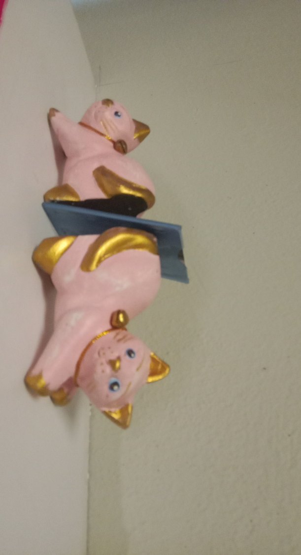 Pembe ve Altın Renkli Kedi Biblo Seti - Görsel 4