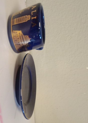 İTALYAN Koyu Mavi Seramik Fincan ve Tabak - Görsel 5