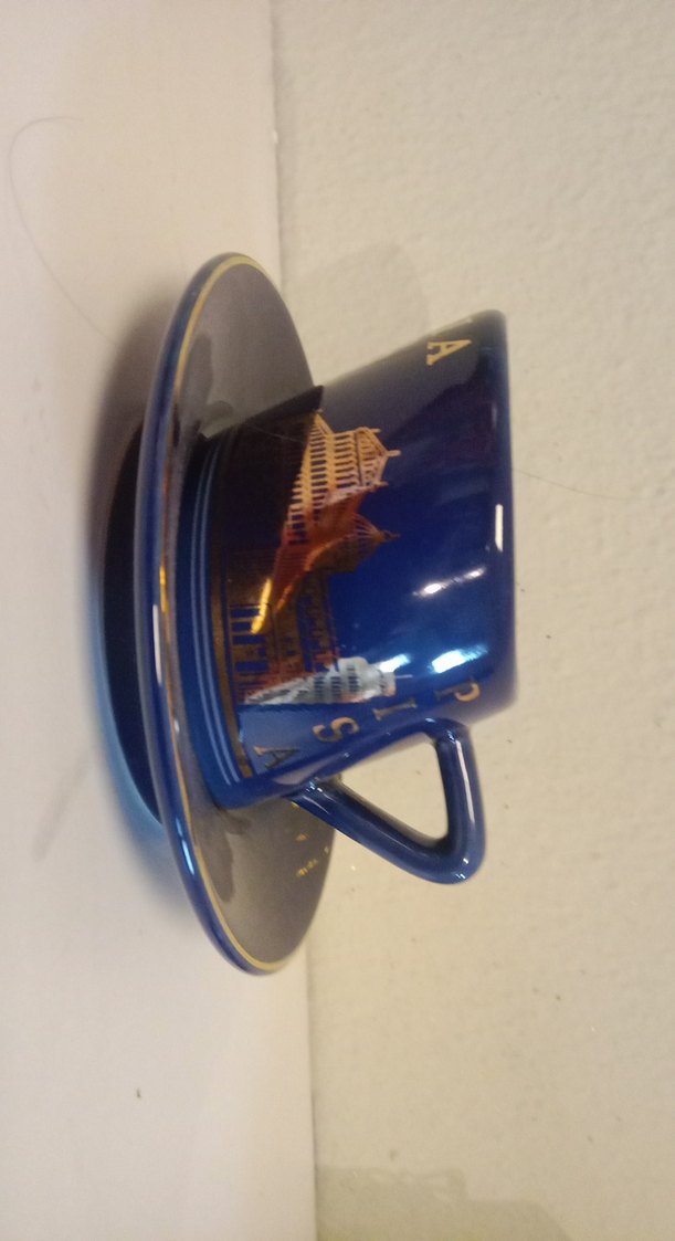 İTALYAN Koyu Mavi Seramik Fincan ve Tabak - Görsel 3