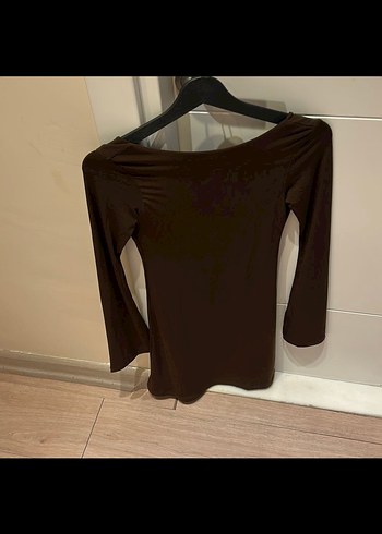 Kahverengi Uzun Kollu Mini Elbise - Görsel 4