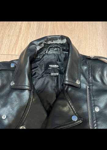 Siyah Kadın Deri Kısa Biker Ceket - Görsel 4