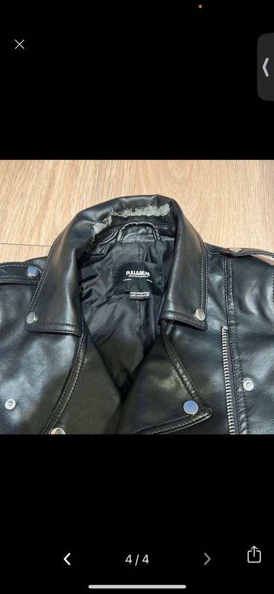 Siyah Kadın Deri Kısa Biker Ceket - Görsel 4