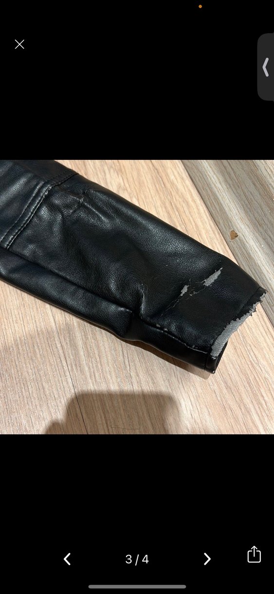 Siyah Kadın Deri Kısa Biker Ceket - Görsel 3