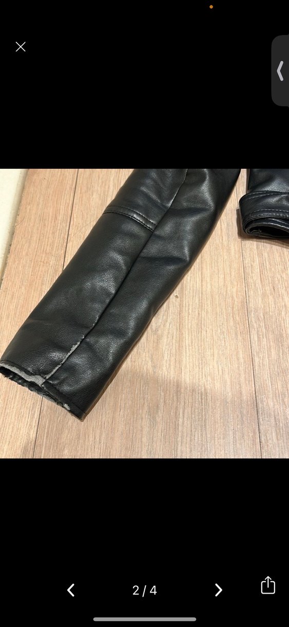 Siyah Kadın Deri Kısa Biker Ceket - Görsel 2