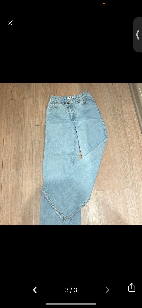 Kadın Mavi Bol Kesim Denim Pantolon - Görsel 3