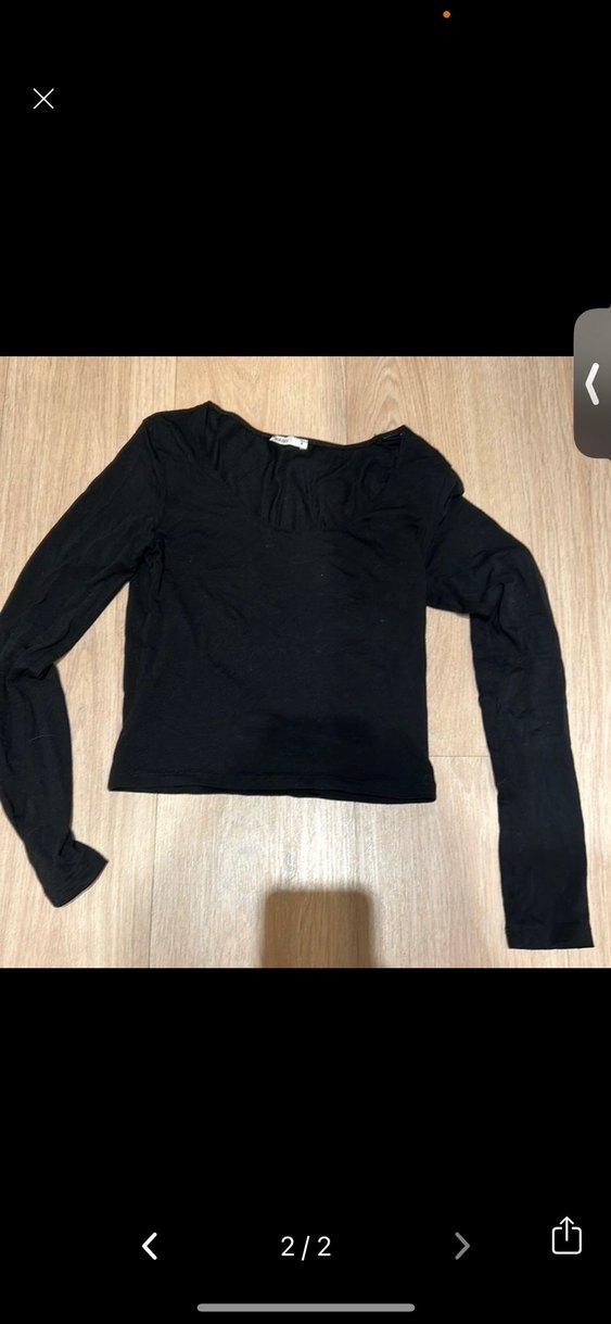 V Yaka Siyah Uzun Kollu Mini Bluz - Görsel 2