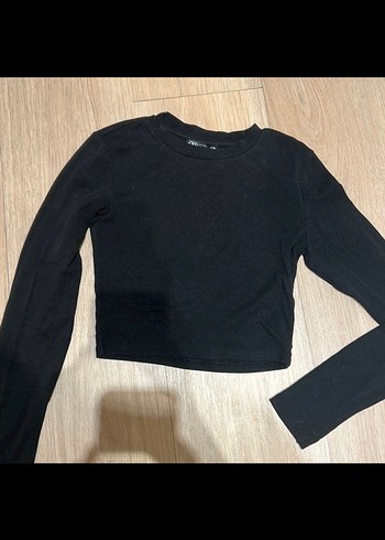 Siyah Uzun Kollu Crop Top - Görsel 3