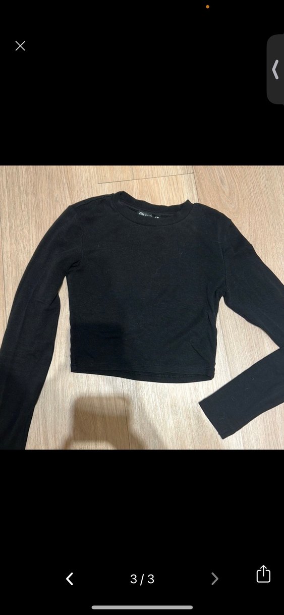 Siyah Uzun Kollu Crop Top - Görsel 3