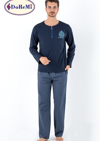 Erkek Lacivert Regular Fit Uzun Kollu Pijama Takımı