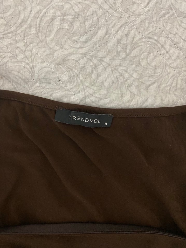 Kahverengi Uzun Kollu Crop Top - Görsel 4