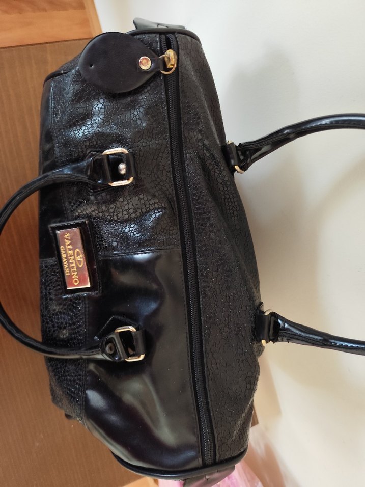 VİNTAGE Siyah Deri Kadın Çanta - Görsel 2