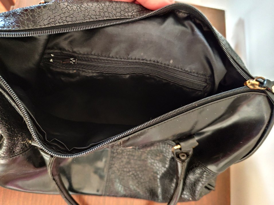 VİNTAGE Siyah Deri Kadın Çanta - Görsel 5