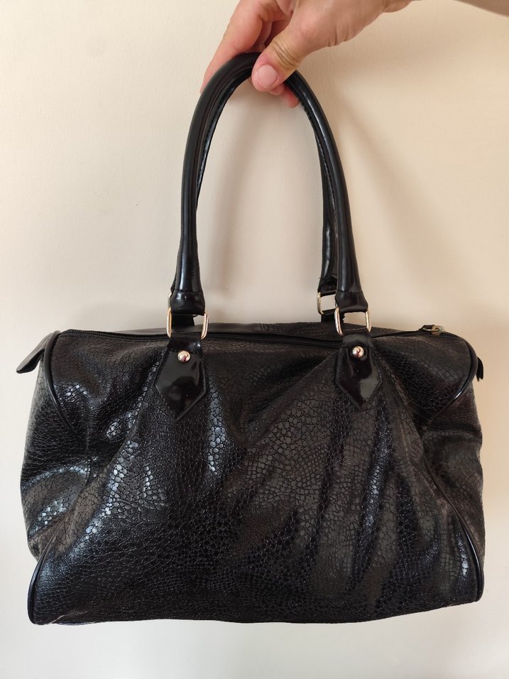 VİNTAGE Siyah Deri Kadın Çanta - Görsel 3