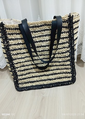 Örgü Bohem Zebra Desenli Kadın Çanta