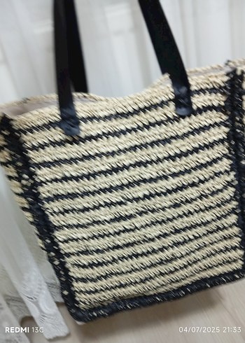 Beden kahverengi Renk Örgü Bohem Zebra Desenli Kadın Çanta