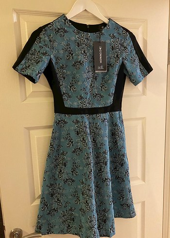 ADL etiketli Dantel Detaylı Lacivert Midi Elbise - Görsel 2