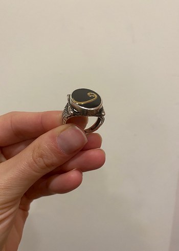 Siyah Zeminli Erkek Gümüş Yüzük - Görsel 3