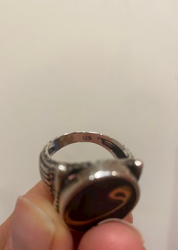 Siyah Zeminli Erkek Gümüş Yüzük - Görsel 4