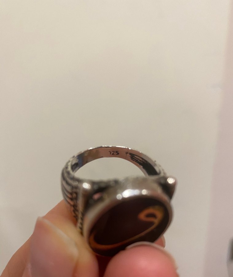 Siyah Zeminli Erkek Gümüş Yüzük - Görsel 4