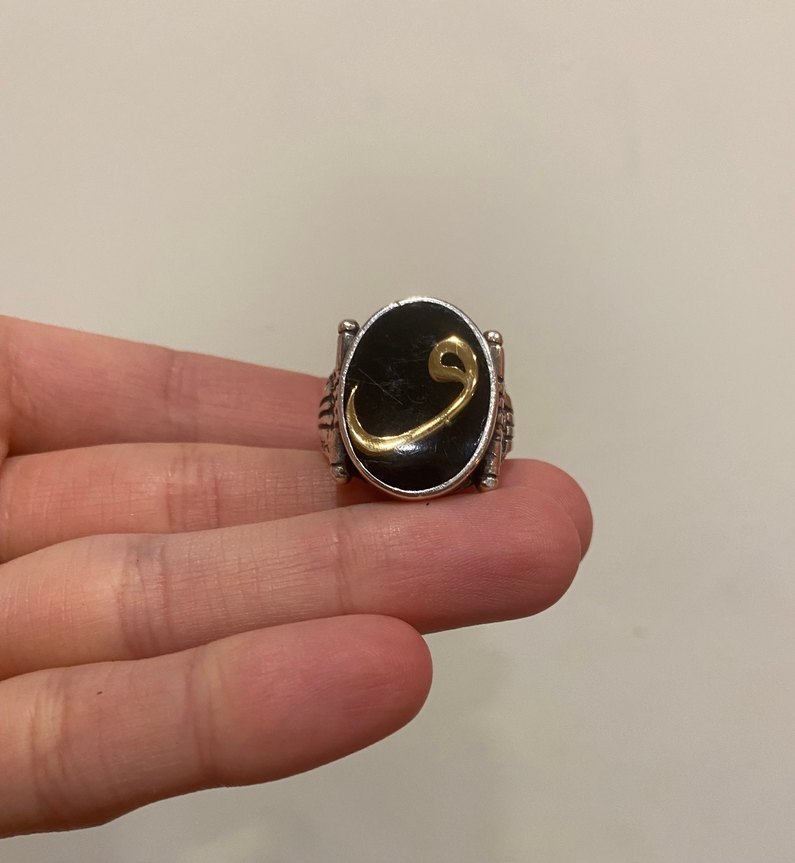 Siyah Zeminli Erkek Gümüş Yüzük - Görsel 2