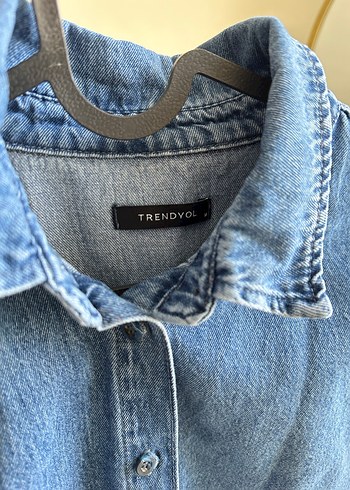 Düğmeli Kısa Kollu Mavi Denim Ceket