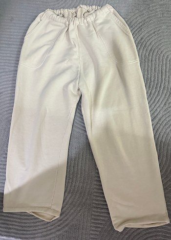 Zara Ekru Rahat Kesim Pamuklu Pantolon