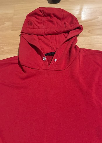 Kırmızı Kapüşonlu erkek Sweatshirt - Görsel 2