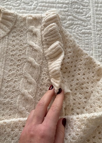 Bej Örgü Bohem Kadın Kazak - Görsel 4