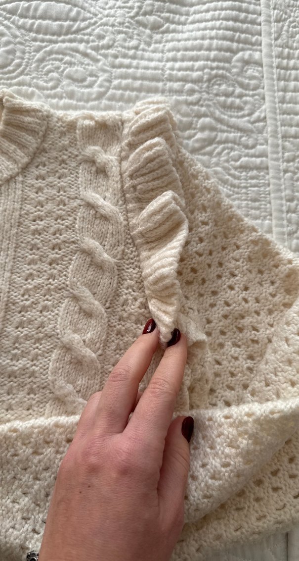 Bej Örgü Bohem Kadın Kazak - Görsel 4