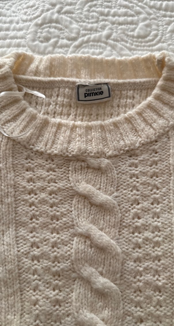 Bej Örgü Bohem Kadın Kazak - Görsel 2