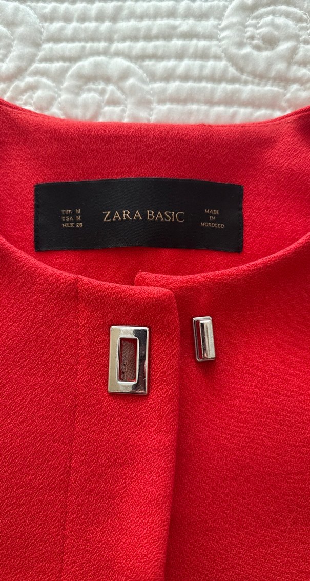 Zara Kırmızı Mini Kadın Ceket - Görsel 3