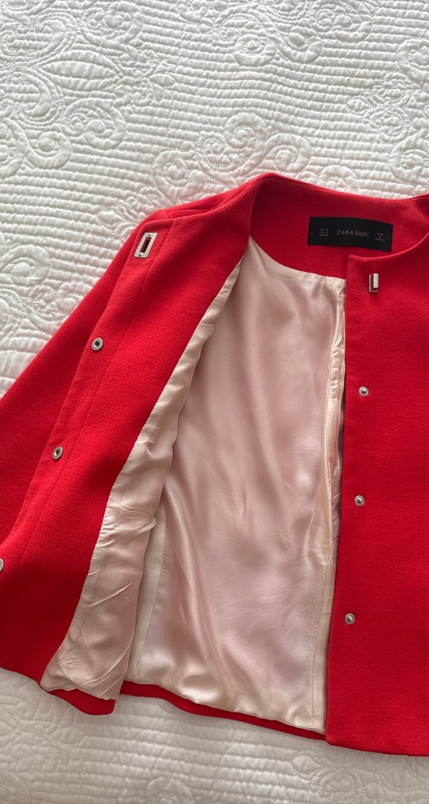 Zara Kırmızı Mini Kadın Ceket - Görsel 4