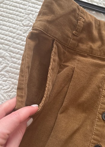 Zara kadife Kahverengi Midi Etek - Görsel 3