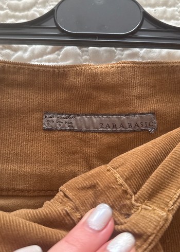 Zara kadife Kahverengi Midi Etek - Görsel 2