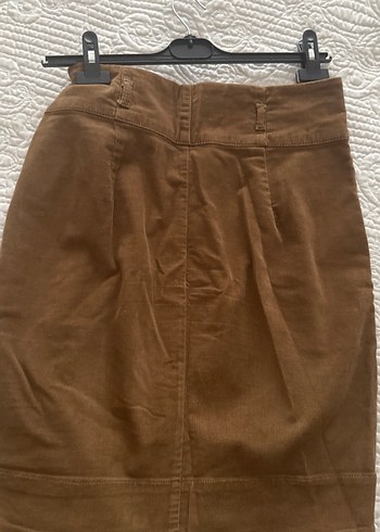 Zara kadife Kahverengi Midi Etek - Görsel 4